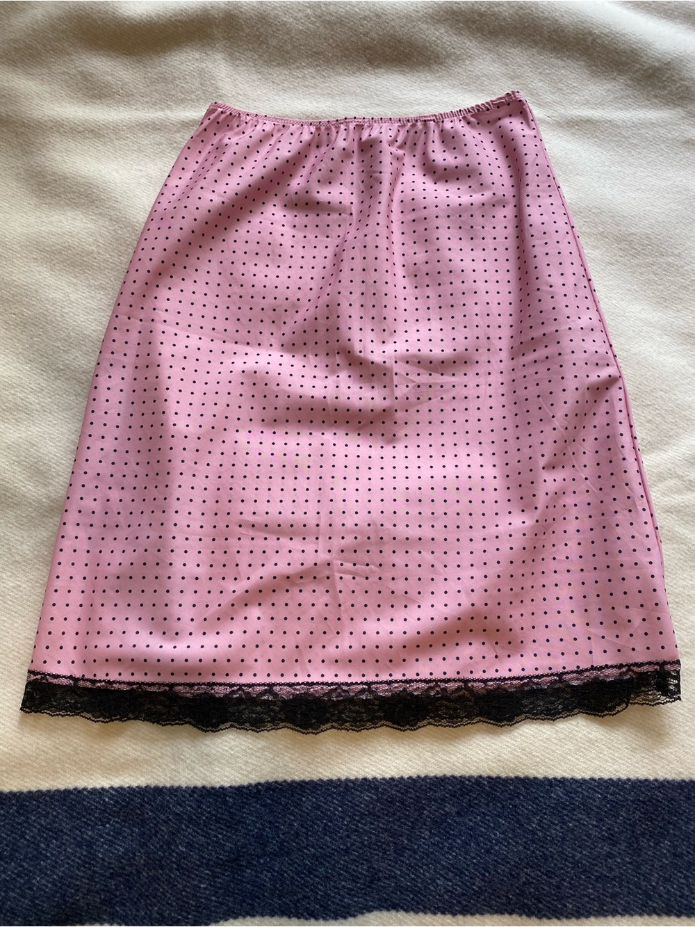 Pink Polka Dot Lace Trim Slip Skirt Y2K Size M